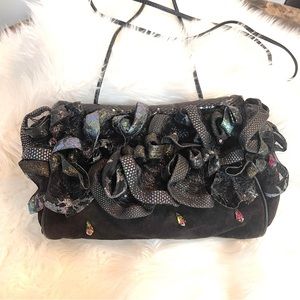 💖 Lace & Beads Black Suede Crossbody, Rita Diana by Mylinka nyc